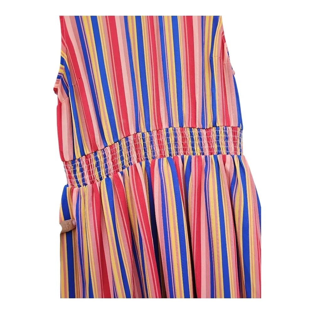 Modcloth Savor The Occasion Multicolor Striped Middi Dress Size L - Picture 4 of 11